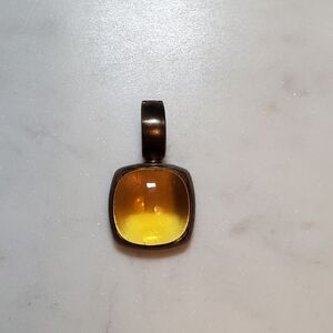 Vintage Contro Sterling Silver Pendant with Citrine-Colored Cabochon & Snap Bail